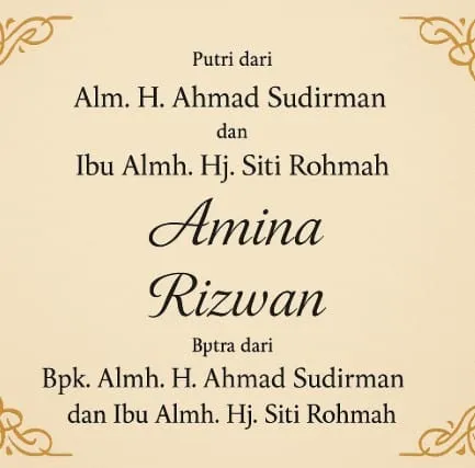 Penulisan Nama Orang Tua yang Sudah Meninggal di Undangan Pernikahan