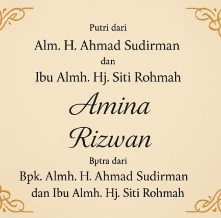 Contoh Penulisan Nama Orang Tua di Undangan Pernikahan
